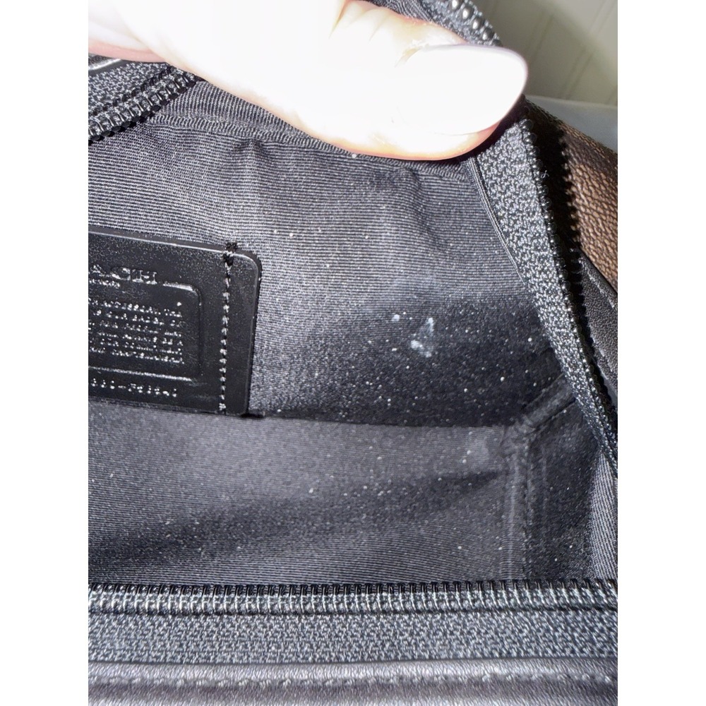COACH Signature Toiletry Travel Bag Dopp Kit Pouch Coated Canvas Walnut Black - Picture 5 of 16